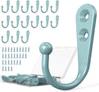 15 Pcs Black Wall Mounted Coat Hooks, Hanger Hook with 30 Pieces Screws for Towel, Key, Robe, Scarf, Bag, Cap, Coffee Cup, Mugs（Bule）