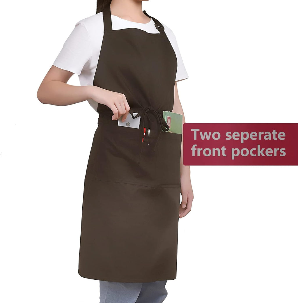 Cotton Blend Waterproof Apron With 2 Pockets for Women Men - Cooking Kitchen Chef Arpon BBQ Work Painting - (1 Pack)