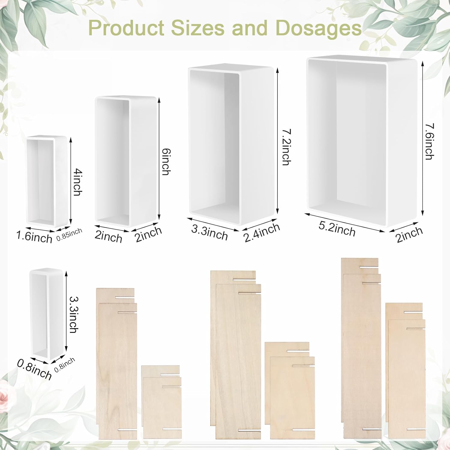 Large Resin Molds, Rectangle Silicone Molds for Epoxy Resin, 5 PCS Cuboid Resin Moulds with Wooden Support, Deep Casting Molds for Preserving Flowers, Insect Specimens, DIY Gifts, Furniture Decoration