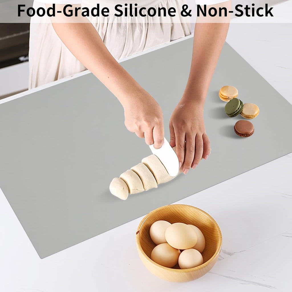 Silicone Mats for Kitchen Counter Thicker Extra Large Heat Resistant Mats Countertop Protector Liners for Bottom of Oven Air Fryer Coffee Maker, 24" x 16" x 2 mm, Grey