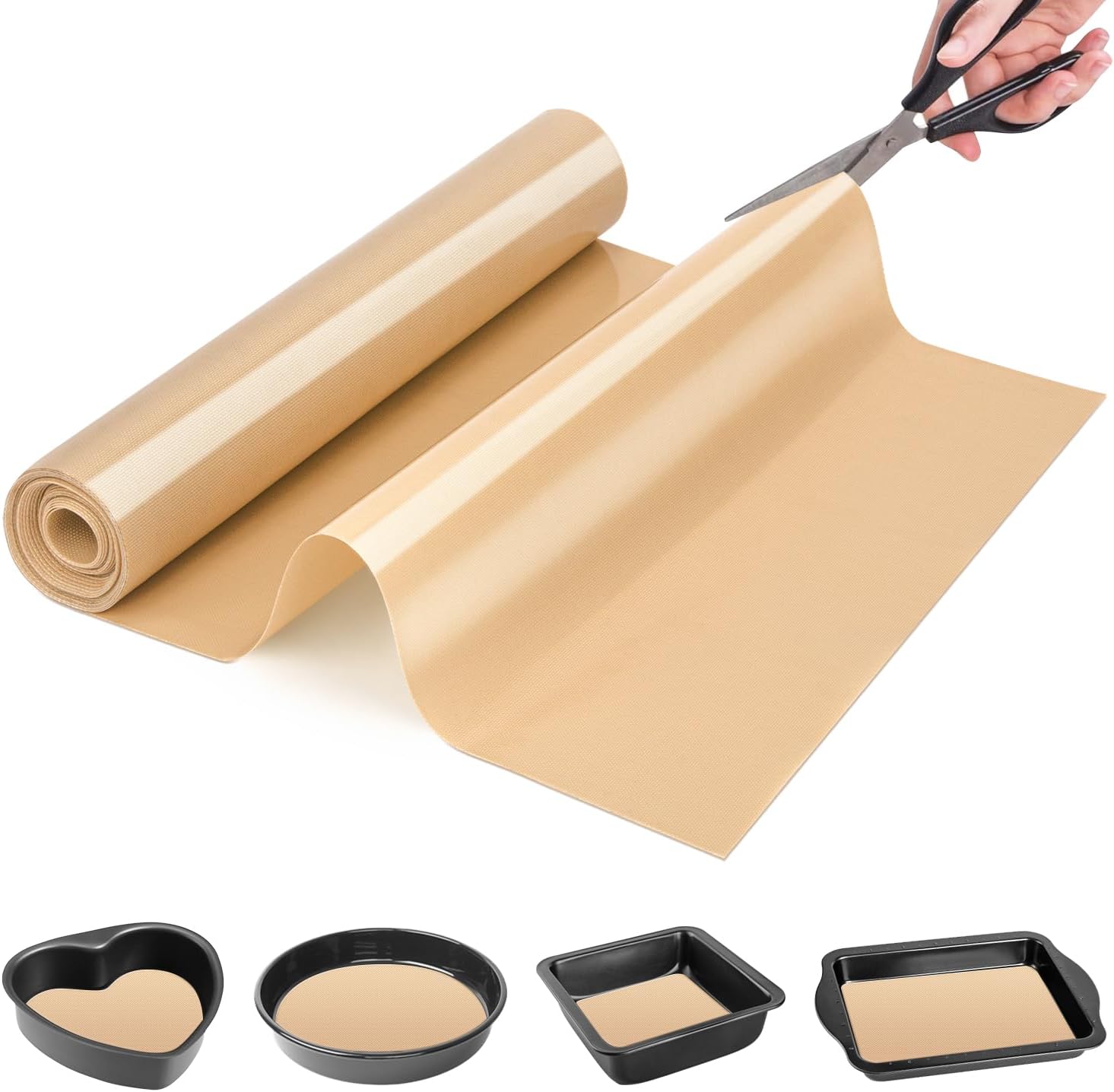 Silicone Baking Mat Roll- Heat Resistant Baking Macaron Bread Mat, Non-stick Silicone Pastry Mat, Non Slip Kitchen Countertop Protector Mat, Pan Liner, Silicone Mat Roll