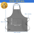 4 Pack Chef Apron, Adjustable Apron with 2 Pockets, Unisex Personalised Apron for Cooking, Kitchen, Restaurant