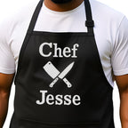 Personalized Chef Apron for Men, Custom Embroidered Design, Professional Kitchen Cooking BBQ Grilling for Dad, Decorated in USA