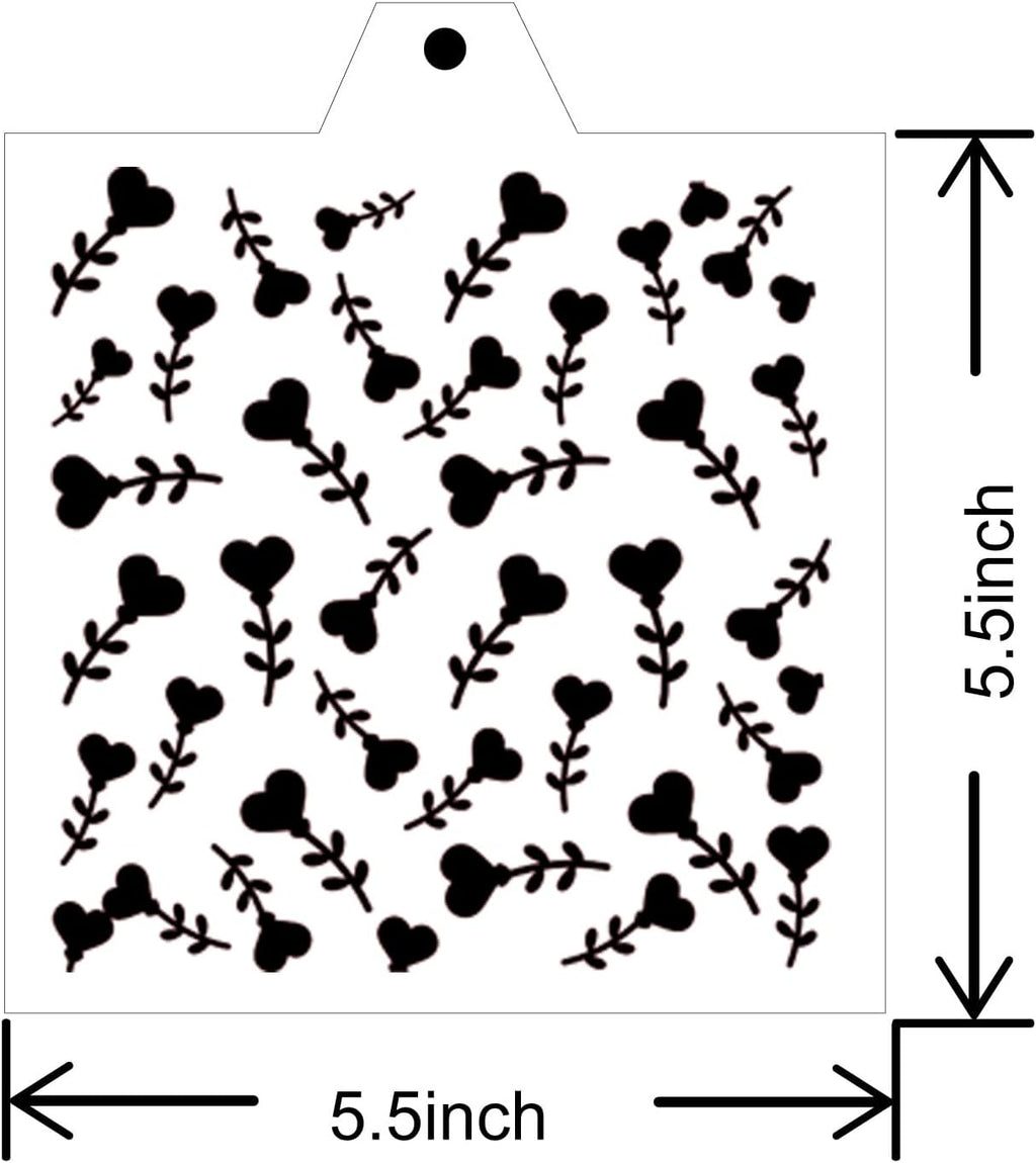 16 Pcs 5.5x5.5in Cookie Stencil Baking Stencils for Royal Icing Cookies, Airbrush Cookies; Sugar Cookie Stencils,Craft Painting Stencil, Stencil Genie Stencils (Heart), White