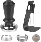 53mm Espresso Tamper Set - Dual-Spring Calibrated Coffee Tamper, 8-Needle WDT Tool Espresso Distribution Tool, Magnetic Aluminum Dosing Funnel, Reusable Puck Screen, Fit for 53mm Portafilters