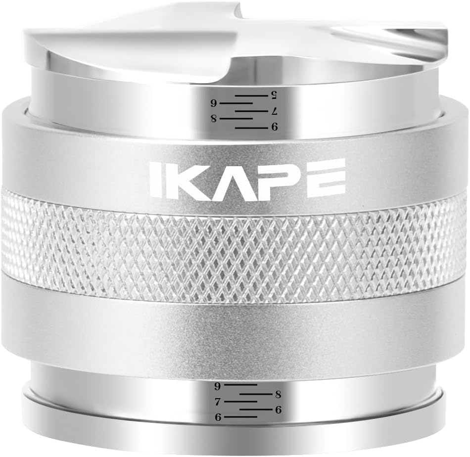 IKAPE Coffee Products, 58mm Coffee Distributor & Hand Tamper, Adjustable Depth Espresso Distributor Fits All 58mm Espresso Portafilter(Silver))