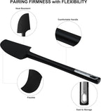 Premium Silicone Spatula Set, JXWING Flexible Heat Resistant Non-slip Handle Baking Cooking Rubber Spatulas, Black
