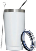 MEWAY 20oz Tumbler Double Wall Vacuum Insulated Travel Glitter Mug,Stainless Steel Tumblers with Lid and Straw, Powder Coated Coffee Cups for Woman (Rainbow White,1)