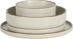 Gibson Elite Gelston Stoneware Matte Reactive Glaze 16 Piece (Service for 4) Plates and Bowl Dinnerware Set - Cream