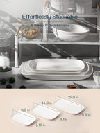 DOWAN Serving Platters and Trays for Wedding Decor, 16"/14"/12" Serving Dishes for Entertaining, White Porcelain Plates Set of 3