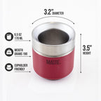 Matte 6.5 oz Yerba Mate Gourd and Bombilla Set - Includes DS Pro Box - BPA Free Yerba Mate Set Kit with Mate Straw, Elegant Design, Non-Slip Base (Scarlet)