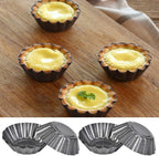 12PCS Mini Tart Pans, Carbon Steel Egg Tart Molds, Non Stick Mini Tarts Tins, Cupcake Cake Muffin Mold Tin Pan for Pies, Cheese Cakes, Desserts, Egg Tart(2.6 x 0.9inch)