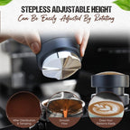 53mm Espresso Distributor, Distribution Tool Aluminum Alloy, Stainless Steel and Walnut Wood Cap, Adjustable Height Leveler for 54mm Portafilters, Espresso Coffee Accessories