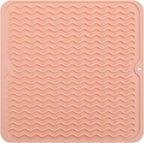 Silicone Dish Drying Mat for Multiple Usage,Easy clean,Eco-friendly,Heat-resistant Silicone Mat for Kitchen Counter or Sink,Refrigerator or Drawer liner Pink M 12 inches x 12 inches