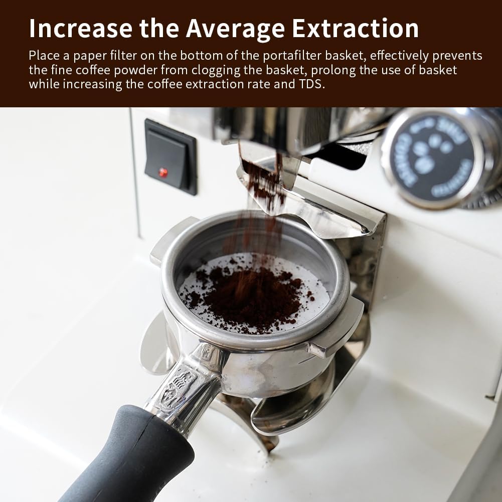 watchget 55mm Espresso Paper Filters - 1000 Pcs Unbleached Coffee Filter Papers for 58mm Bottom Portafilter Baskets, Puck Screen, Compatible with Espresso Machines