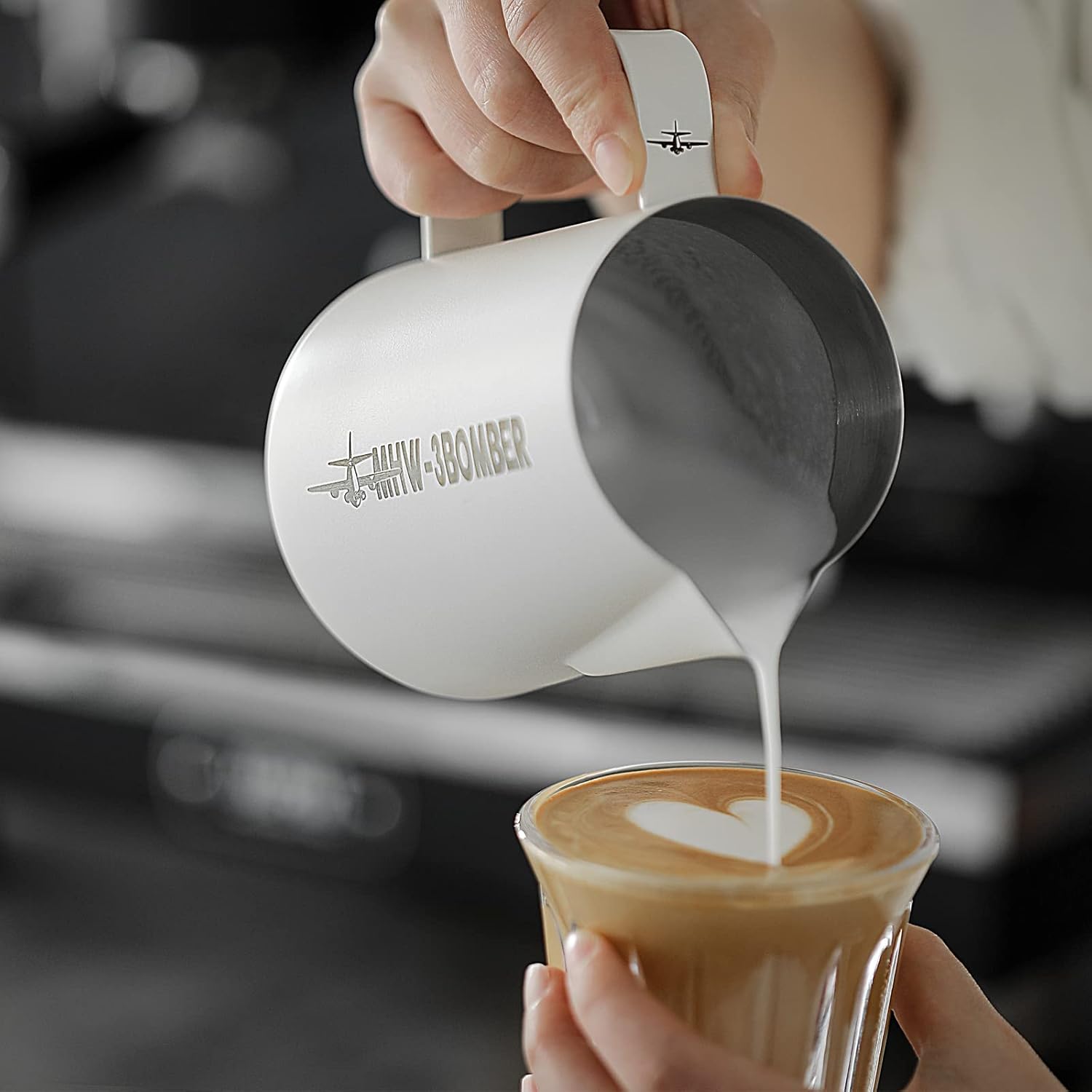 MHW-3BOMBER Milk Frothing Pitcher, 20oz/600ml Milk Frother Cup for Barista, SUS304 Stainless Steel Espresso Steaming Pitchers for Latte Art/Cappuccino/Coffee/Milk, P3013W-OS