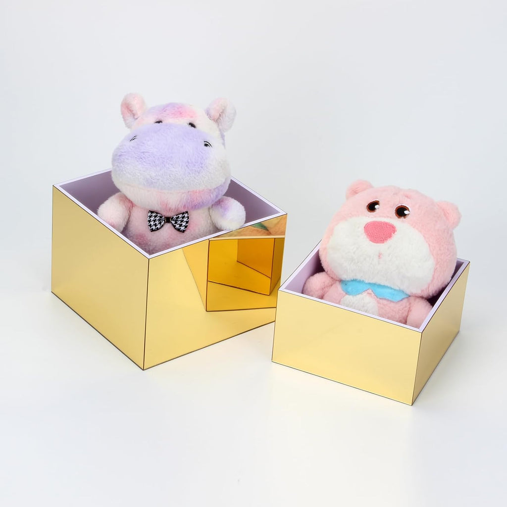 3-Piece Nesting Risers - Mirror Gold Acrylic Display Stands for Catering, Dessert, Jewelry & Party