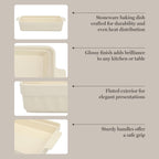 Martha Stewart Broadbrook Ceramic Bakeware, 13x9 Inch Rectangular Baking Dish with Handles, Cream Glazed Stoneware for Casseroles, Lasagna, Roasts & Desserts, Oven & Dishwasher Safe