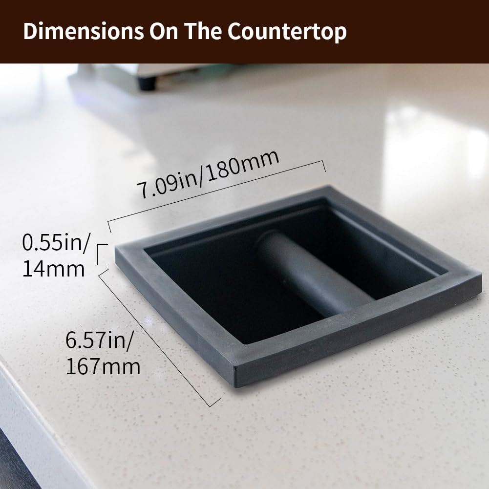 watchget Espresso Knock Box - Built-in Stainless Steel and Silicone Coffee Knock Box Chute, Detachable Rubber Rod, Square Bottomless Waste Bin for Coffee Grounds