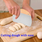 Kichwit 304 Stainless Steel Grill Scraper with Wood Handle, Pizza Dough Cutter, Multi-Purpose Scraper for Cooking, Scraper Tool Kitchen, 1 Pack