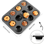 Muffin Pan, Cupcake Pan, Set of 2, 12-Cup Muffin Tin, Non-Stick Bakeware, Easy to Release and Clean, Baking Molds, Muffin Tray, Molds for Homemade Cupcakes & Muffins (Black)