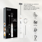 Delm Milk Frother Electric USB Stainless Steel Accessory - Frother Wand Foam Maker for Lattes - Milk Frother Handheld for Cappuccino, Frappe, Matcha, Hot Chocolate - Frother for Coffee (white)