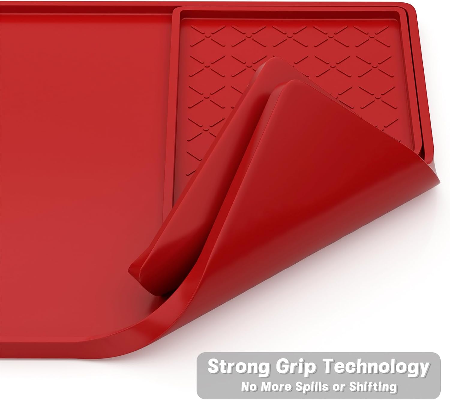 Rnivvi Silicone Coffee Mat, 16" x 24" Waterproof Raised Edge Coffee Bar Mats for Espresso Machine Station Accessories, Heat Resistant Detachable Dish Drying Pad for Kitchen Counter, Dish Rack, Red