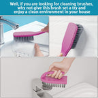 6 PCS Cleaning Brush, Scrub Brush Set for Kitchen and Bathroom Household Use with Various Brushes for Cleaning Dishes, Tiles, Corners and Floors Color Purple