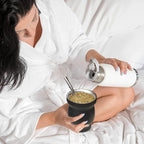 Beruth Bombilla Yerba Mate Gourd, 8oz Stainless Steel Tea Cup Set with a Multifunctional Lid, Two Straws and Cleaning Brushes, Double Walled Coffee Mug Heat Insulation Anti Scalding (Water Ripples)