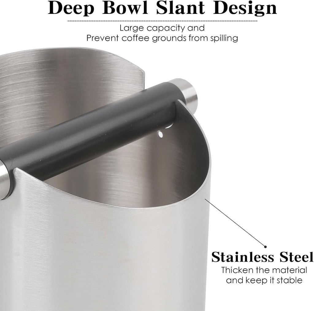 Italian Espresso Tapping Box, Stainless Steel Coffee Grinding Tapping Box, With Detachable Tapping Rod And Anti Slip Rubber Base (Silver-S)