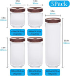 SAIOOL Set of 5 Kitchen Canisters,Thick, Stackable, Natural Style,Cookie, Rice and Spice Jars - Sugar or Flour Container - Big and Small Airtight Food Jar for Pantry