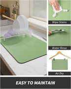 AMOAMI Coffee Mat - Hide Stain Rubber Backed Absorbent Dish Drying Mat for Kitchen Counter - Fits Under Coffee Maker or Machine