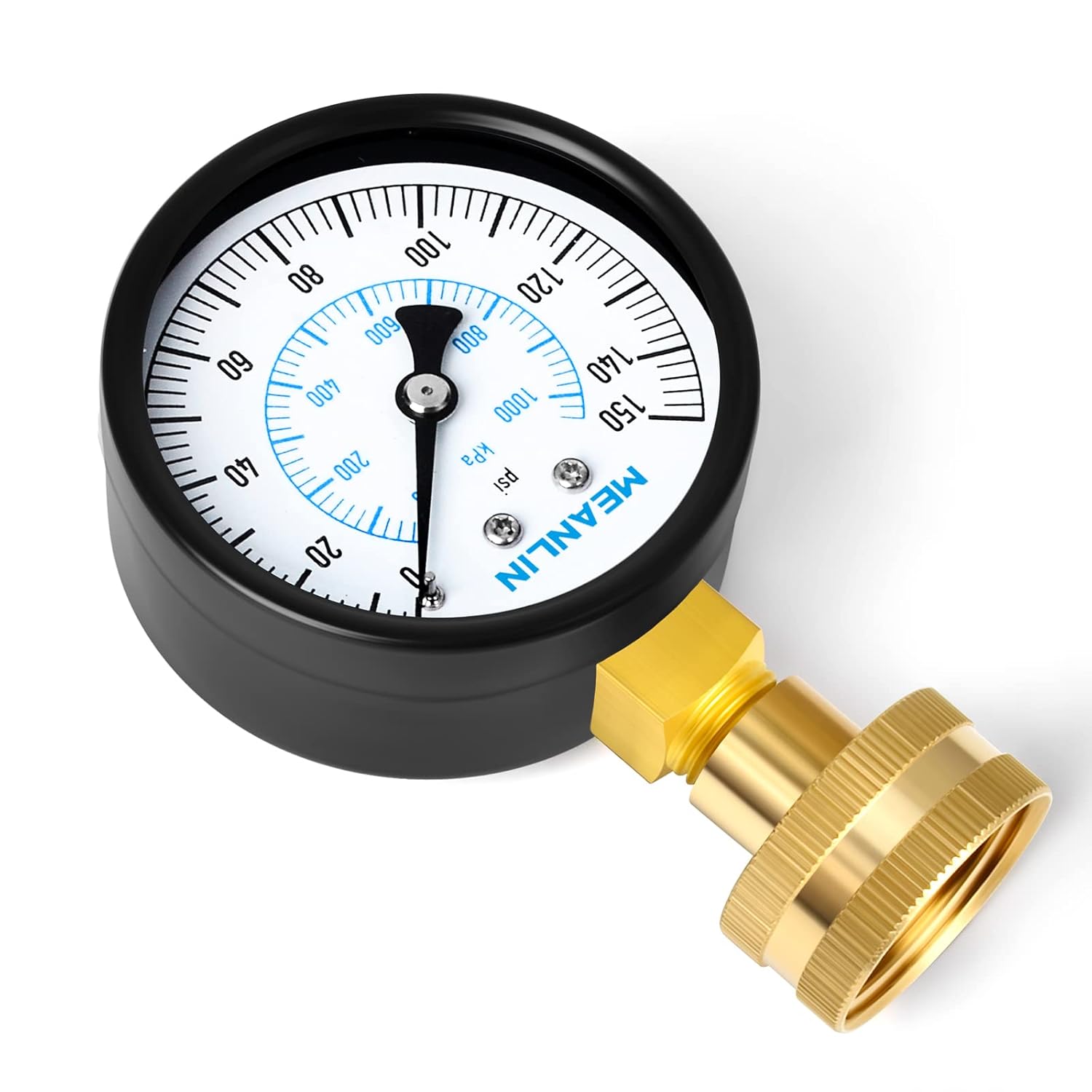 MEANLIN MEASURE 0-150psi Water Pressure Gauge,3/4" Female 2.5" FACE DIAL Water Pressure Test Gauge with Sealing Ring, Water Pressure Gauge for Home