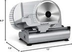 Meat Slicer, Techwood 200W Electric Food Slicer with Removable 9” Stainless Steel Double Blade, Silver