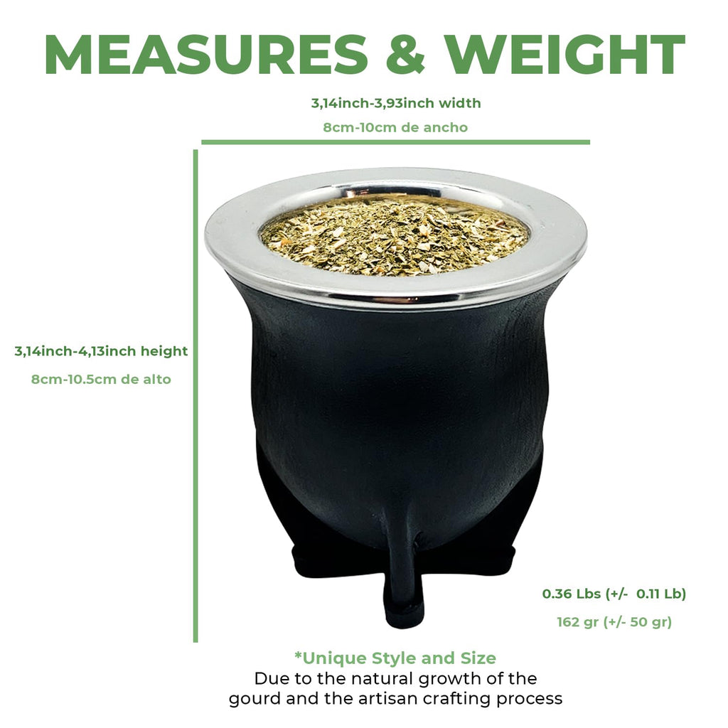 Premium Argentina-Uruguay Yerba Mate Cup and Bombilla Set, Organic Gourd Tea Mug with Steel Straw (Bombilla) and Cleaning Brush, Handcrafted for Loose Leaf Yerba Mate Tea - Camionero Version