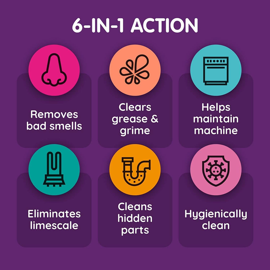 Vamoosh 6-in-1 Dishwasher Cleaner | Natural Citric Acid Cleaning Formula | Limescale Removal | Grease Elimination | Eco-Friendly | Made in the UK | 50g (Pack of 2)