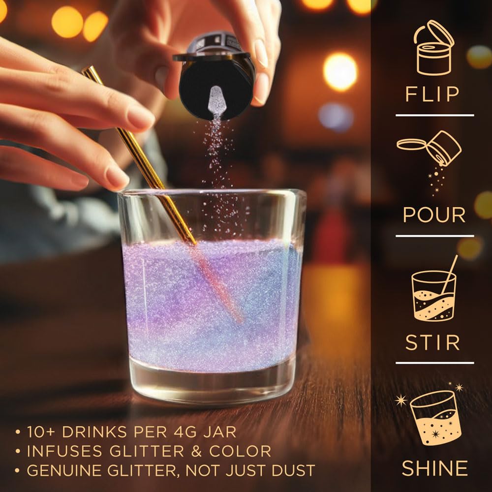 Purple Iridescent BREW GLITTER Edible Glitter For Drinks, Cocktails, Beer, Garnish Glitter & Beverages | 100% Edible & Food Grade | Vegan, Gluten, Nut Free (25g Spray Pump, Purple Iridescent)