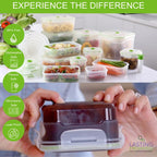 Lasting Freshness 11 piece Vacuum Seal Food Storage Containers with Vacuum Pump, Airtight and Leak Proof, Vacuum Sealed Food Storage Containers, Meal Prep Containers, Keep Food Fresh up to 5 X Longer