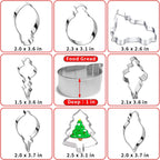 Christmas Ornament Cookie Cutters 8Pcs, Large Cookie Cutters Sturdy Stainless Steel Fondant Dough Cutters for Baking Christmas Decoration