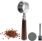 54mm Bottomless Portafilter 3 Ears Stainless Steel Espresso Portafilter Compatible with Puck Screen,Brush and Sandalwood Handle