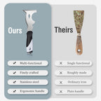 Mister Rui 2 Pack 10 in 1 Putty Knife - Multi Use Painters Tool, Taping Knife, Paint & Metal Scraper with Hammer End, Razor Blade Spackle Tool