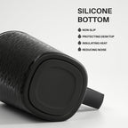 Ideus Vacuum Insulated Coffee Mug, 16oz Reusable Stainless Steel Thermal Double Walled cup with Handle and Slider Lid for Hot & Cold Beverages, BPA Free (Leapord Black)