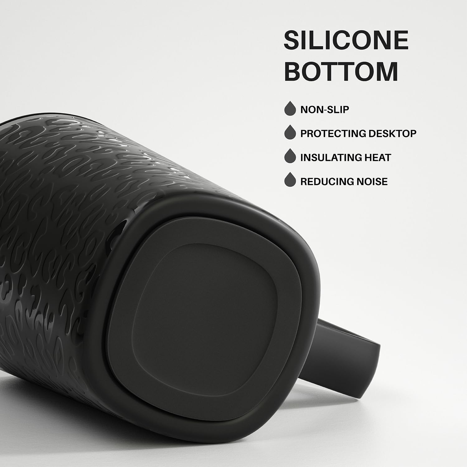 Ideus Vacuum Insulated Coffee Mug, 16oz Reusable Stainless Steel Thermal Double Walled cup with Handle and Slider Lid for Hot & Cold Beverages, BPA Free (Leapord Black)