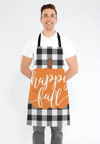 Happy Fall Pumpkin Thanksgiving Pillow case Buffalo Plaid Adjustable Bib Apron Kitchen Cooking Baking Gardening Apron for Women Men