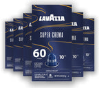Lavazza Super Crema Aluminum Capsules Compatible with Nespresso* Original Machines, Medium Roast, Arabica and Robusta Blend (60 Capsules)