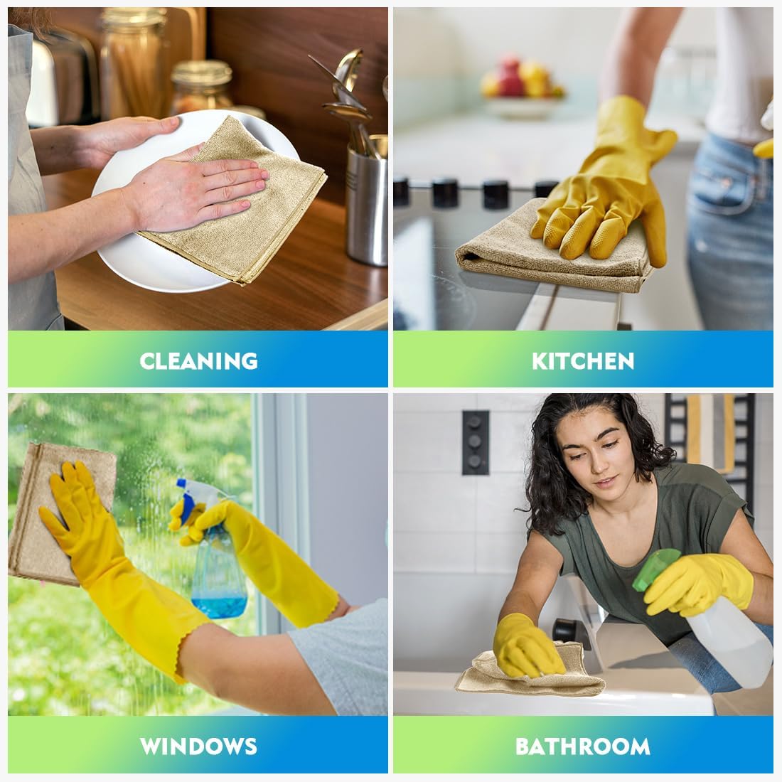 HOMEXCEL Microfiber Cleaning Cloth 6 Pack 12.5 x 12.5 inch Microfiber Towels for Cars Ultra Absorbent Car Washing Cloth Lint Free Streak Free Cleaning Rags for Car, Kitchen Window Brown