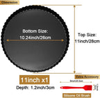 11 Inch Tart and Quiche Pan with Removable Bottom, Pie pans for baking, Non-stick Carbon Steel Quiche Pan for Pie, Mousse Cakes, Fruit and Desserts