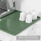 Rnivvi Silicone Coffee Mat, 16" x 24" Waterproof Raised Edge Coffee Bar Mats for Espresso Machine Station Accessories, Heat Resistant Dish Drying Pad for Kitchen Counter, Rubber Bar Decor Pad, Green