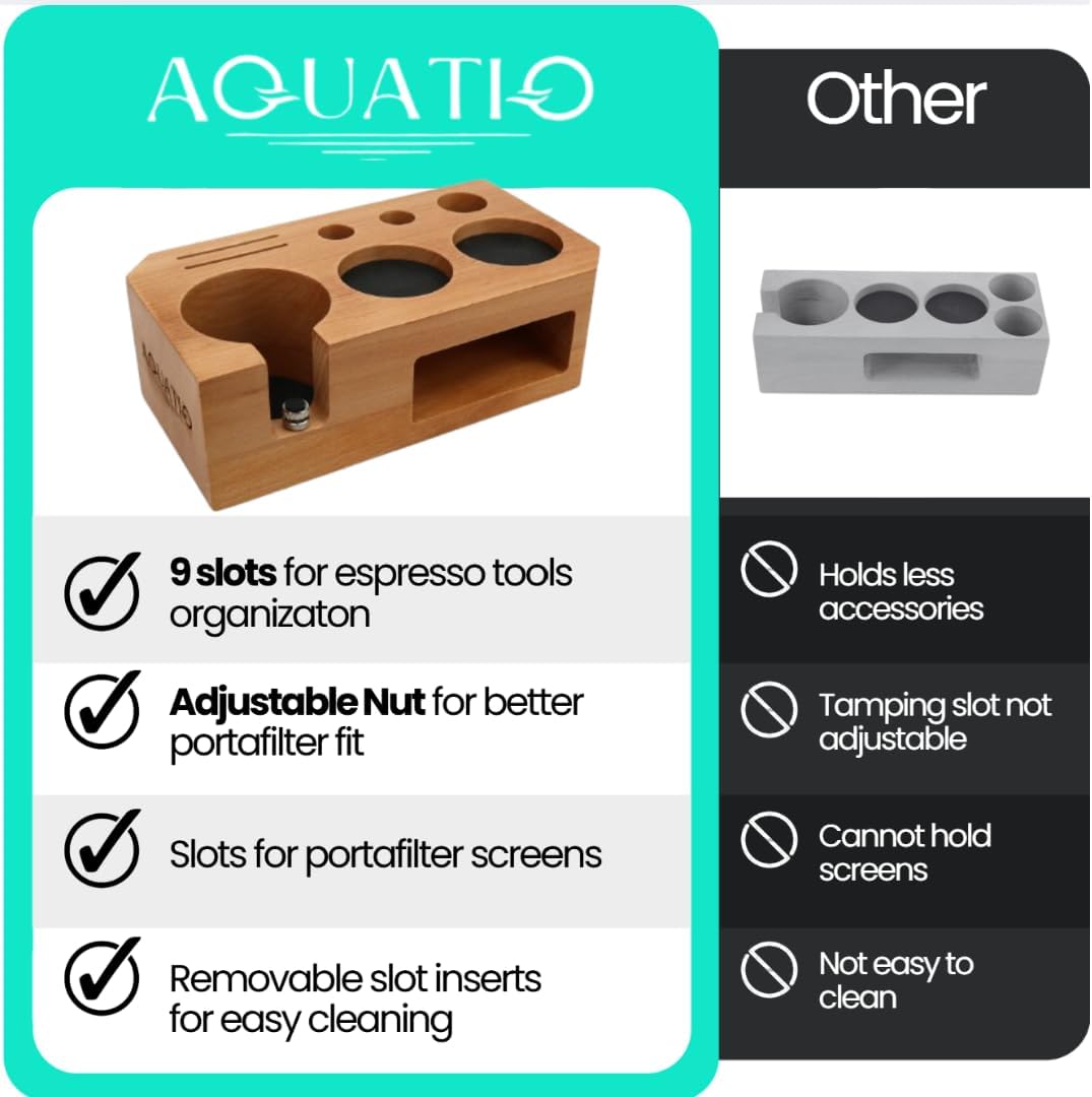 Espresso Tamping Station - Wooden Coffee Tamper Station For Storage 58 mm Portafilter Tamper Distributor - Espresso Organizer - Knock Box Accessories