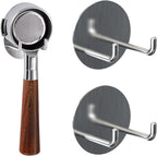 2 Pack Stainless Steel Espresso Portafilter Rack, Wall Mount Coffee Portafilter Holder for 51mm 53mm 58mm Portafilters (Silver)